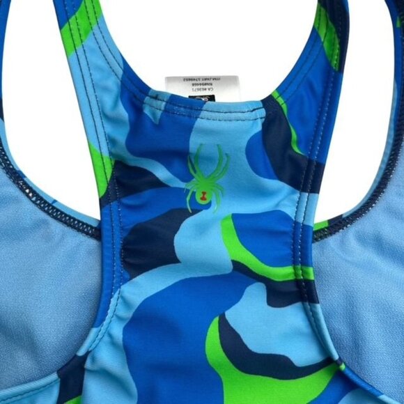 Spyder Girls Blue and Green One Piece Swim Suit Size 10 Years - Picture 5 of 7